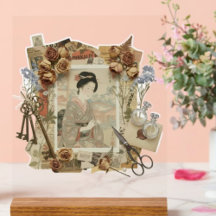 Elegante Ukiyoe-Collage-Kunst – Vintage-JP-Schönhe