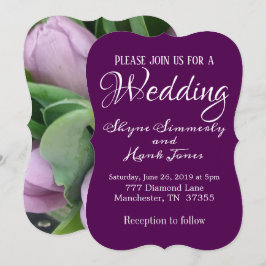 Elegante Ultra Violet Lila Blumenhochzeit Einladung