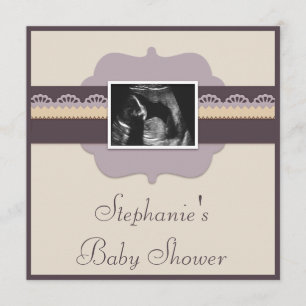 Elegante Ultrasound Foto Neutrale Babydusche Einladung