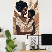 Elegante Umarmung einer afroamerikanischen Mutter  Poster (Heimbüro)