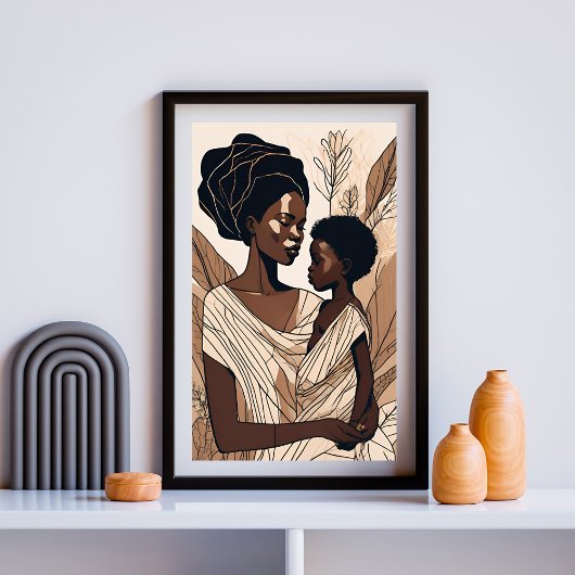 Elegante Umarmung einer afroamerikanischen Mutter  Poster