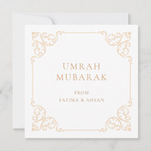 Elegante Umrah Mubarak Gold-Schrift Grußkarte Feiertagskarte