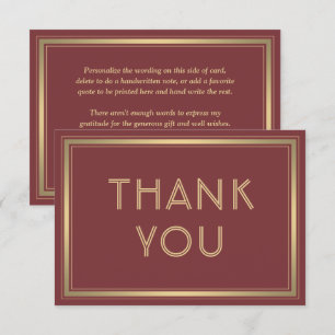 Elegante Umrandung & klassische Typografie Burgund Dankeskarte