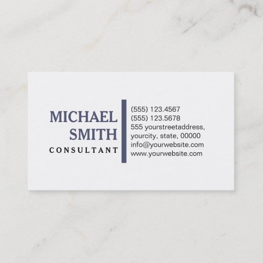 Elegante Unabhängigkeit Modernes Schlichtes Weiß Visitenkarte (Rückseite)