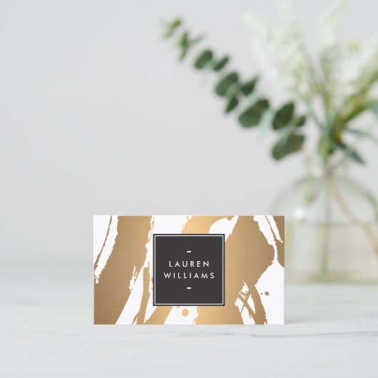 Elegante und Abstrakte Pinselstriche aus Kupfer Visitenkarte (Stehend Vorderseite)