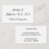 Elegante und benutzerdefinierbare Editorkarte Visitenkarte (Vorne/Hinten)