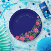 Elegante und blumengeschmückte Royal Blue Paper Te Pappteller (Party)