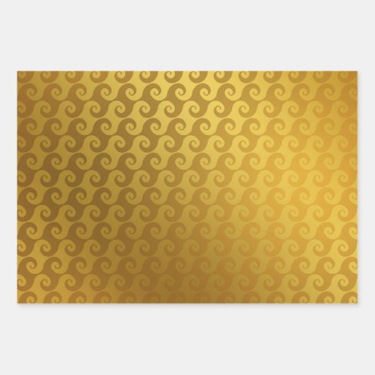 Elegante und dekorative Gold-Muster Wirbel Dots Geschenkpapier Set (Vorderseite)