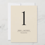 Elegante und einfache Beige-Creme-Tischnummer (Vorderseite)