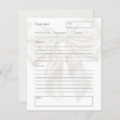 Elegante und einfache Bow Theme Bridal Rezept Kart (Vorne/Hinten)