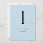 Elegante und einfache Dusty Blue Tischnummer (Rückseite)