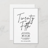 Elegante und einfache Einladung zum 25. Geburtstag (Vorne/Hinten)