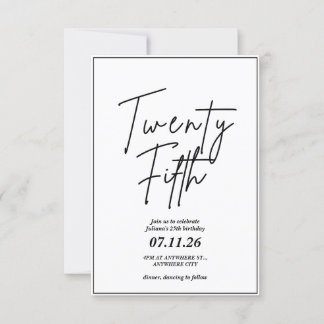 Elegante und einfache Einladung zum 25. Geburtstag