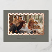 Elegante und einfache Foil Weihnachtsfotokarte Folieneinladung (Vorderseite)