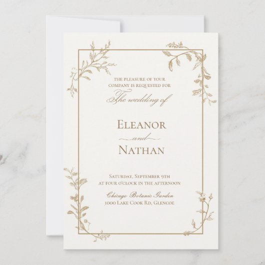 Elegante und einfache Frühjahrshochzeit Einladung (Vorderseite)