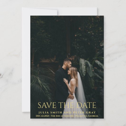 Elegante und einfache Gold Typografie Wedding STD Einladung (Vorderseite)