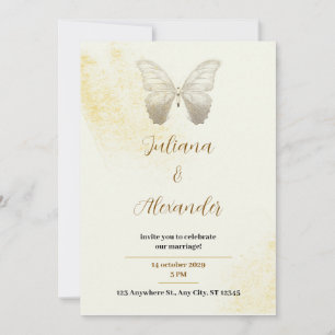 Elegante und einfache Goldene Schmetterlingseinlad Einladung