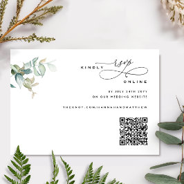 Elegante und einfache, grüne Wedding QR Code UAWG Begleitkarte