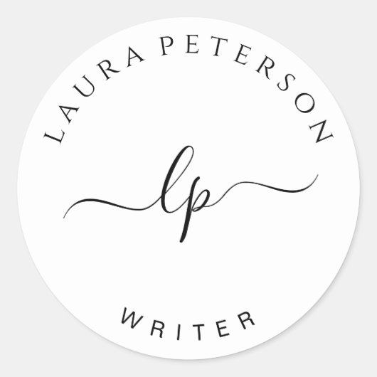 Elegante und einfache handgeschriebene Skriptkalli Runder Aufkleber (Vorderseite)