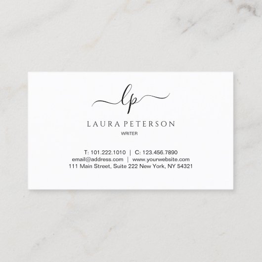 Elegante und einfache handgeschriebene visitenkarte (Rückseite)