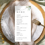 Elegante und einfache Hochzeit im Grünen Menükarte<br><div class="desc">Herzlich willkommen auf Ihrem Tisch mit diesem eleganten Hochzeitsmenü/Empfang-Menü. Design mit stilvoller moderner Typografie und zarter Aquarellfarbe Eukalyptus Grünflächen Zweige mit Blätter. Einfaches,  sauberes,  feines und ästhetisches Menü-Design. Teil unserer "Minimal and Graceful Eukalyptus Wedding" Kollektion,  mit diversen koordinierenden Produkten wie Sitzplakaten,  Tischnummern und Beschilderungen.</div>