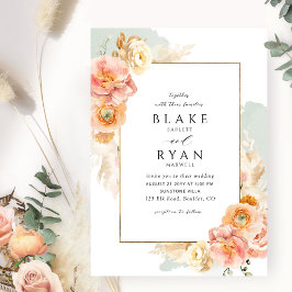 Elegante und einfache Hochzeit, Peach und Blush Einladung