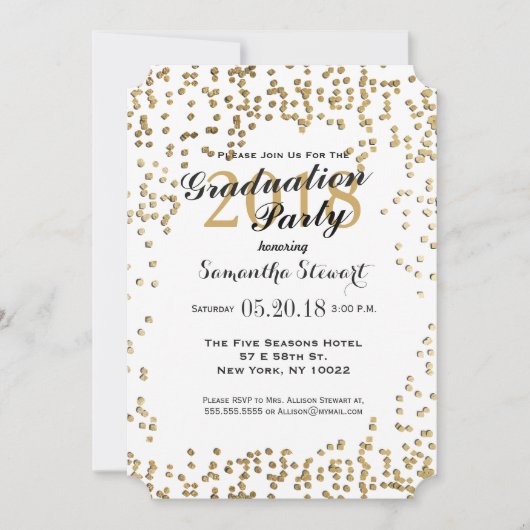 Elegante und einfache Imitate Gold Confetti Einladung (Vorderseite)