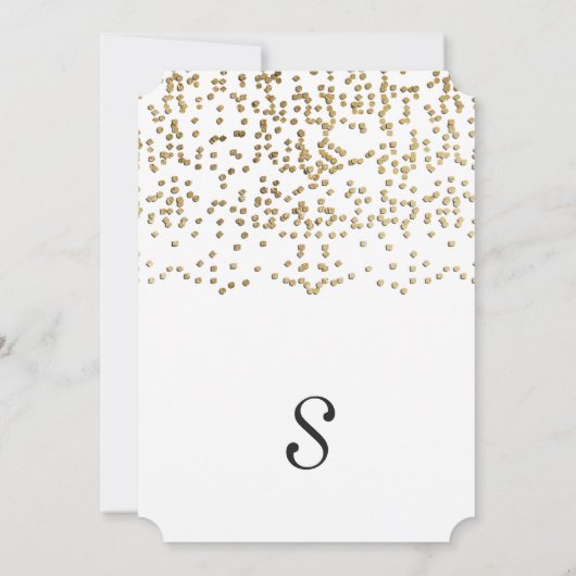 Elegante und einfache Imitate Gold Confetti Einladung (Rückseite)