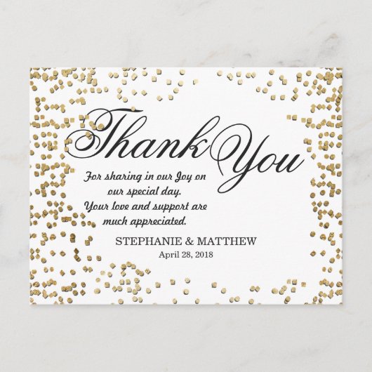 Elegante und einfache Imitats Gold Confetti Postkarte (Vorderseite)