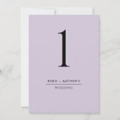 Elegante und einfache Lila Tischnummer (Vorderseite)