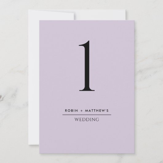 Elegante und einfache Lila Tischnummer (Vorderseite)