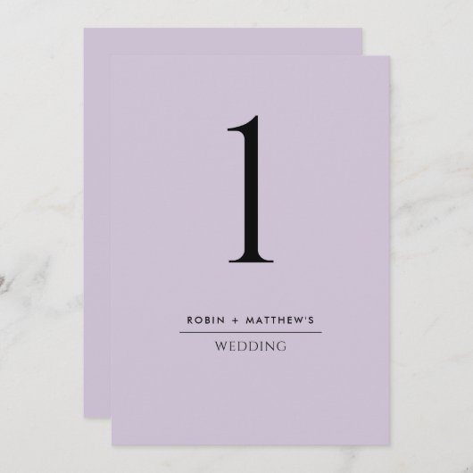 Elegante und einfache Lila Tischnummer (Vorne/Hinten)