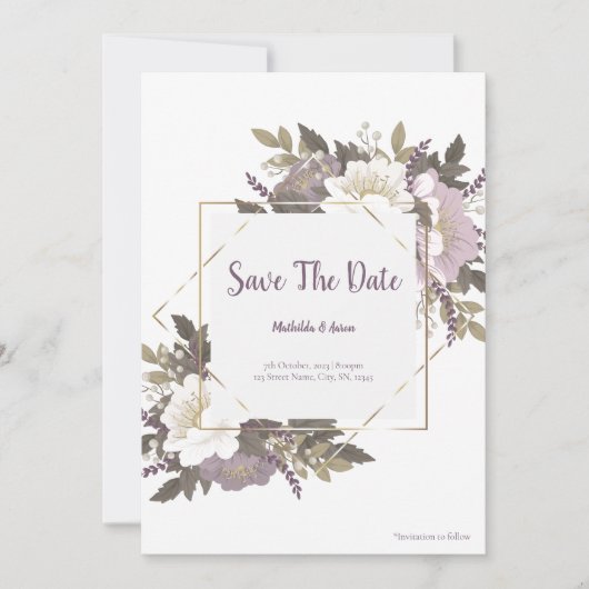 Elegante und einfache Lilac-Blume-Save the Date-Ka Einladung (Vorderseite)