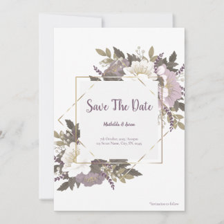 Elegante und einfache Lilac-Blume-Save the Date-Ka Einladung