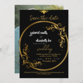 elegante und einfache Luxus-Goldhochzeit Einladung (Vorne/Hinten)