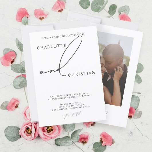 Elegante und einfache Minimalistische Script-Hochz Einladung