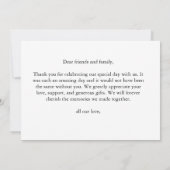 Elegante und einfache moderne Weeding Card Dankeskarte (Rückseite)