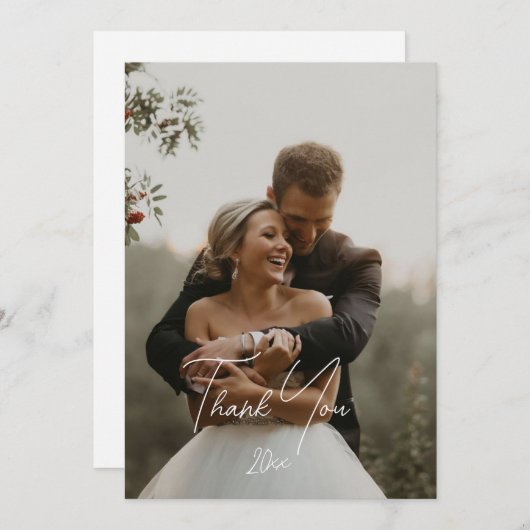 Elegante und einfache moderne Weeding Card Dankeskarte (Vorne/Hinten)