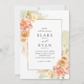 Elegante und einfache Pfirsich, Blush und Grüne Ho Einladung (Vorderseite)