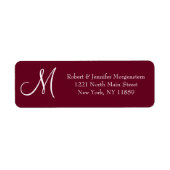 Elegante und einfache Red Marsala Monogram-Adresse (Vorne)