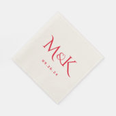 Elegante und einfache Red Wedding Monogram Serviette (Ecke)