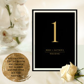 Elegante und einfache Schwarz-Gold-Tischnummer