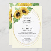 Elegante und einfache Sonnenblumenhochzeit Einladung (Vorne/Hinten)