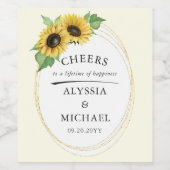 Elegante und einfache Sonnenblumenhochzeit Weinetikett (Einzelnes Label)