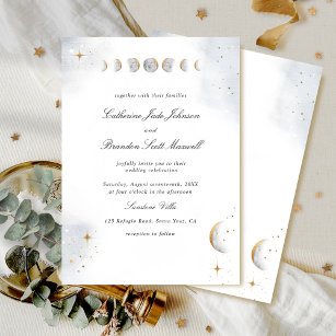 Elegante und einfache, wasserfarbene Hochzeit Einladung