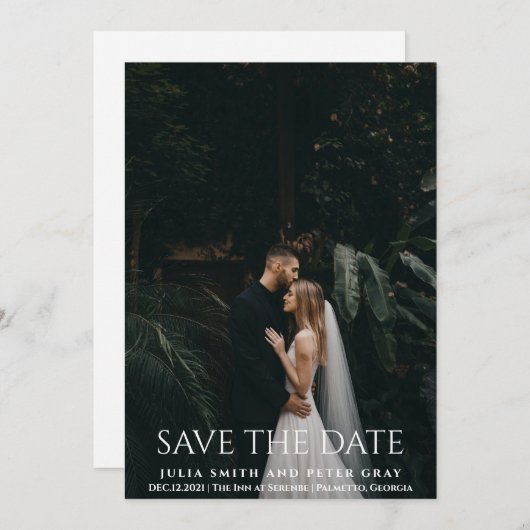 Elegante und einfache weiße Typografie Wedding STD Einladung (Vorne/Hinten)