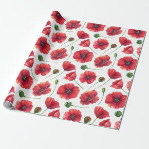 Elegante und farbenfrohe Rote Mohnblume-Blume Geschenkpapier