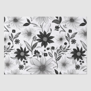 Elegante und faszinierende Schwarz-Weiß-Blume Seidenpapier