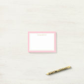 Elegante und feminine rosa Goldgrenze Personalisie Post-it Klebezettel (Auf Schreibtisch)