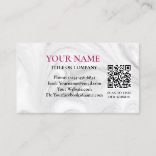 Elegante und funktionale weiße Marmor-QR-Code Visitenkarte